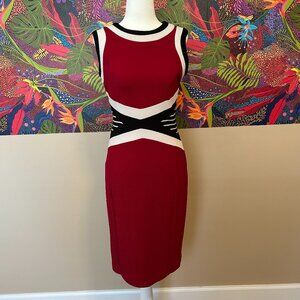 Shelby & Palmer Red & Black & Cream Sheath Dress, Size 4P